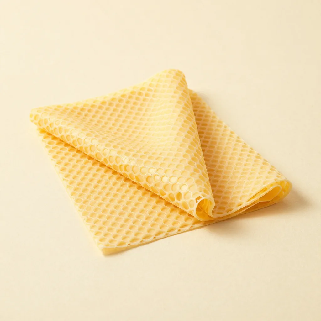 A starter set of beeswax wraps in honeycomb print on a light background