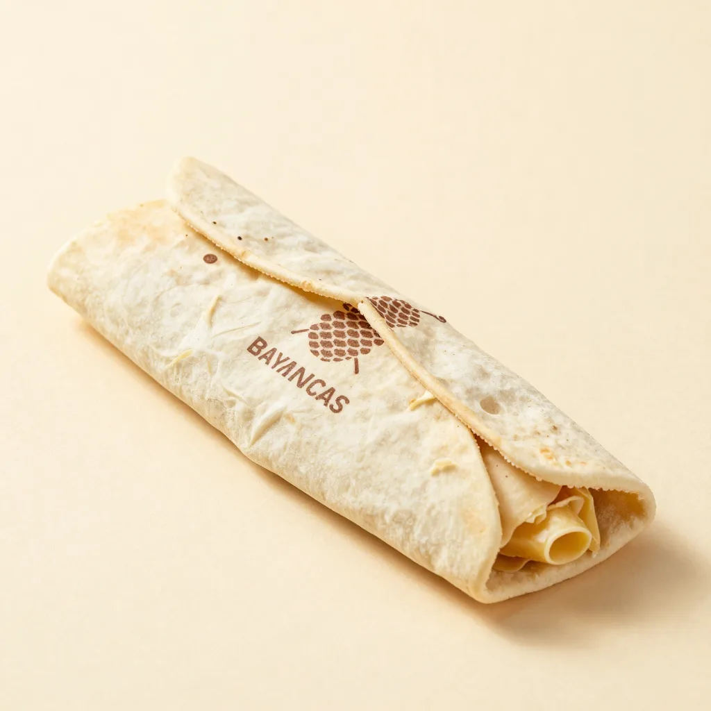 A beeswax bread wrap in plain print on a light background