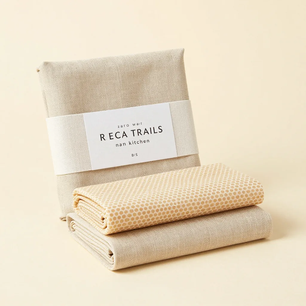 A zero-waste kitchen gift set of beeswax wraps in linen on a light background